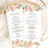 Elegant Blush Pink Floral Wedding Programme Programmakaart