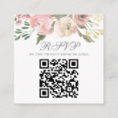 Elegant Blush Pink Floral Wedding QR Code RSVP Informatiekaartje (Voorkant)
