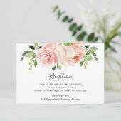 Elegant Blush Pink Floral Wedding Reception Informatiekaartje (Staand voorkant)