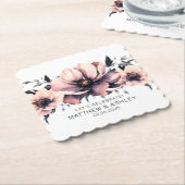 Elegant Blush Pink Floral Wedding Reception Kartonnen Onderzetters (Gebogen)