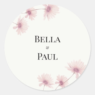 Elegant Blush Pink Floral Wedding  Ronde Sticker