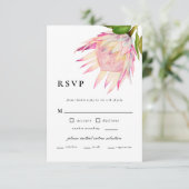 Elegant Blush Pink Floral Wedding RSVP Kaartje (Staand voorkant)
