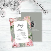 Elegant Blush Pink Floral Wedding RSVP Kaartje