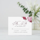 Elegant Blush Pink Floral Wedding RSVP Kaartje (Staand voorkant)
