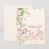 Elegant Blush Pink Floral Wedding Save the Date (Voorkant / Achterkant)