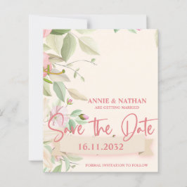 Elegant Blush Pink Floral Wedding Save the Date