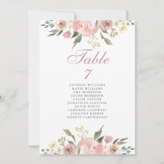 Elegant Blush Pink Floral Wedding Seating Chart (Voorkant)