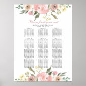 Elegant Blush Pink Floral Wedding Seating Chart Poster (Voorkant)