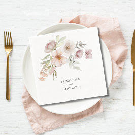 Elegant Blush Pink Floral Wedding Servet