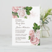 Elegant Blush Pink Floral Wedding Uitnodiging (Staand voorkant)