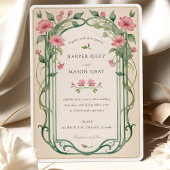 Elegant Blush Pink Floral Wedding Uitnodiging