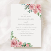 Elegant Blush Pink Floral Wedding Uitnodiging