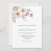 Elegant Blush Pink Floral Wedding Uitnodiging (Voorkant)