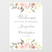 Elegant Blush Pink Floral Welkom bij ons huwelijk Raamsticker (Vel)