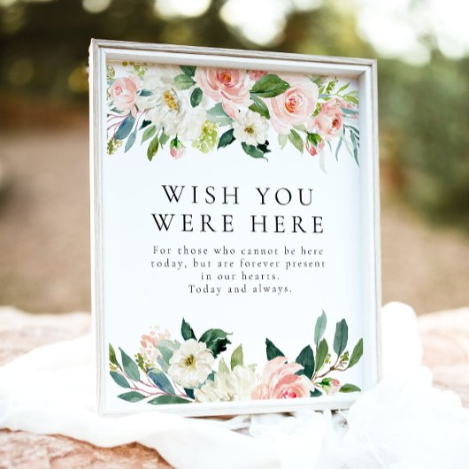Elegant Blush Pink Floral Wish Je Was Hier Teken Poster