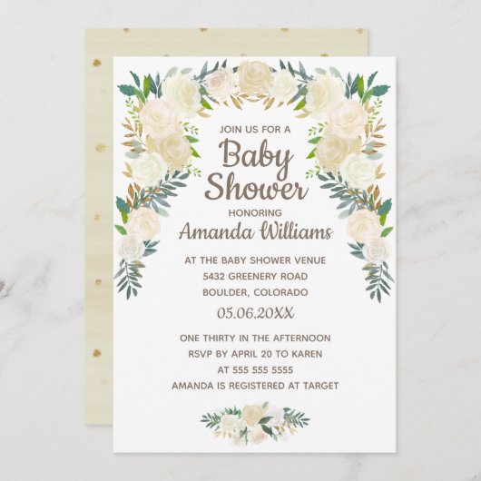 Elegant Blush Pink Floral Wreated Baby shower Kaart (Voorkant / Achterkant)