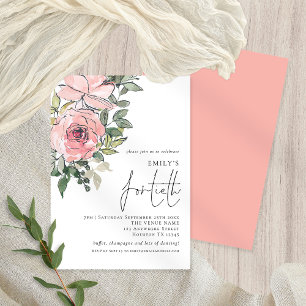 Elegant Blush Pink Florals Veertiende verjaardag Kaart