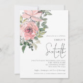 Elegant Blush Pink Florals Zestigste verjaardag Kaart (Voorkant)