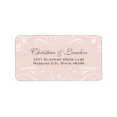 Elegant Blush Pink Flourish Wedding Return Address Etiket (Voorkant)