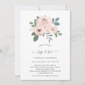 Elegant Blush Pink Flowers | Baby Sip en Zie Kaart (Voorkant)