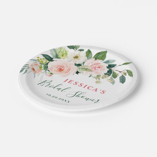Elegant Blush Pink Flowers Boho Vrijgezellenfeest Papieren Bordje (Gekanteld)