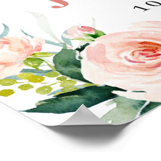 Elegant Blush Pink Flowers Boho Vrijgezellenfeest Poster (Hoek)