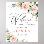 Elegant Blush Pink Flowers Boho Vrijgezellenfeest Poster (Voorkant)