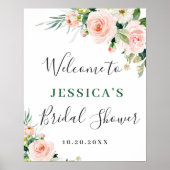 Elegant Blush Pink Flowers Boho Vrijgezellenfeest Poster (Voorkant)