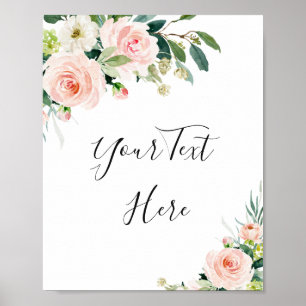 Elegant Blush Pink Flowers Custom Weddenschap Post Poster