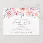 Elegant Blush Pink Flowers First Heilige Communie Uitnodiging Briefkaart (Voorkant)