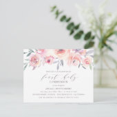 Elegant Blush Pink Flowers First Heilige Communie Uitnodiging Briefkaart (Staand voorkant)