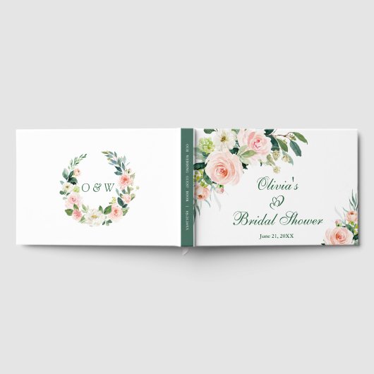 Elegant Blush Pink Flowers Floral Vrijgezellenfees Gastenboek (Volledig)