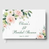 Elegant Blush Pink Flowers Floral Vrijgezellenfees Gastenboek (Voorkant)