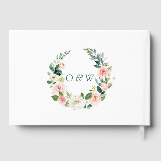 Elegant Blush Pink Flowers Floral Vrijgezellenfees Gastenboek (Achterkant)