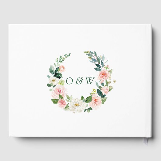 Elegant Blush Pink Flowers Floral Wedding Gastenboek (Achterkant)