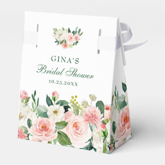 Elegant Blush Pink Flowers Greenery Vrijgezellenfe Bedankdoosjes (Achterkant)