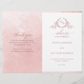Elegant Blush Pink Folded Wedding Ceremony Program (Voorkant)