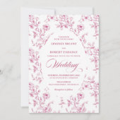 Elegant Blush Pink French Rose Wedding Invitation Kaart (Voorkant)