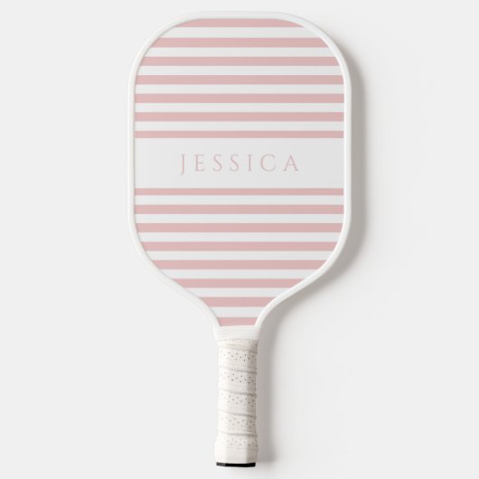 Elegant Blush Pink Gestreepte Aangepaste Naam Pickleball Paddle (Achterkant)