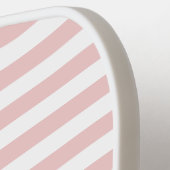 Elegant Blush Pink Gestreepte Aangepaste Naam Pickleball Paddle (Links Detail)