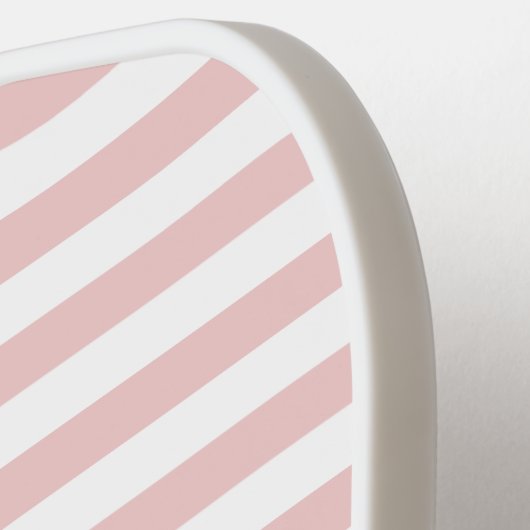 Elegant Blush Pink Gestreepte Aangepaste Naam Pickleball Paddle (Links Detail)