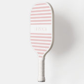 Elegant Blush Pink Gestreepte Aangepaste Naam Pickleball Paddle (Links)