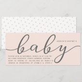 Elegant Blush Pink Girl Baby shower Kaart (Voorkant / Achterkant)