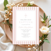 Elegant Blush Pink Girl Baptism Kaart