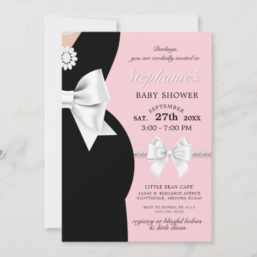 Elegant Blush Pink Glam Tiffany Theme Baby shower Kaart (Voorkant)