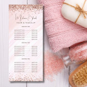 Elegant Blush Pink Glitter Beauty Salon Price List Reclamekaart