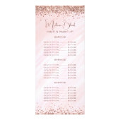 Elegant Blush Pink Glitter Beauty Salon Price List Reclamekaart (Voorkant)