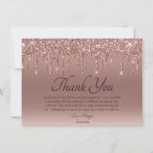 Elegant Blush Pink Glitter Drip Birthday Dank je Bedankkaart (Voorkant)