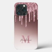 Elegant Blush Pink Glitter Monogram Case-Mate iPhone Case (Achterkant)
