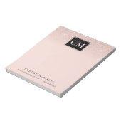 Elegant Blush Pink Glitter Ombre Monogram Notitieblok (Linkerzijde)